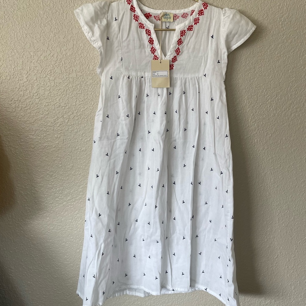 MER dress, White with navy blue and red details size M